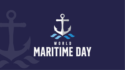 World maritime day. Vector illustration of anchor and waves. Suitable for banners, web, social media, greeting cards etc © husnul