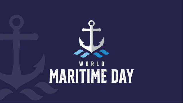 World maritime day. Vector illustration of anchor and waves. Suitable for banners, web, social media, greeting cards etc - Powered by Adobe