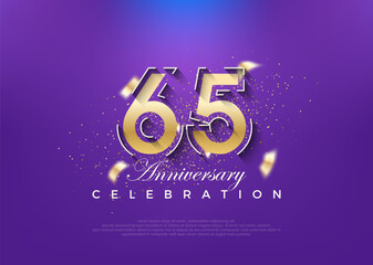 Gold number 65th anniversary. premium vector design. Premium vector for poster, banner, celebration greeting.