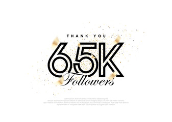 Black 65k followers number. achievement celebration vector.