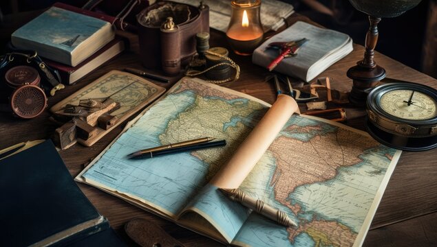 map book and compass