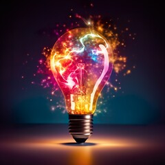 In a world of black and white, a light bulb bursting with color paints a portrait of disruptive creativity