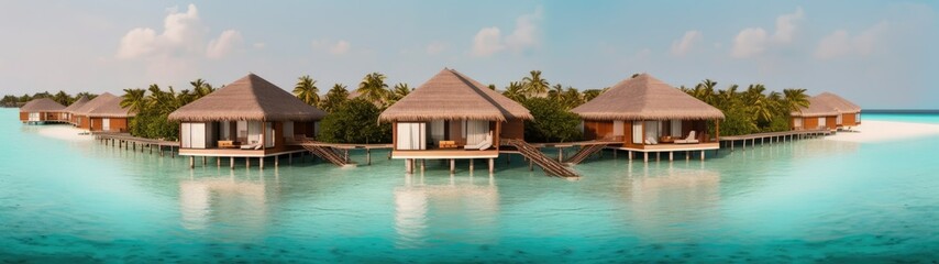 Beautiful water villas in tropical sea beach