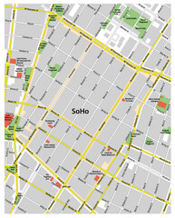 Street map of the New York neighborhood SoHo, Lower Manhattan, New York City - 651464381
