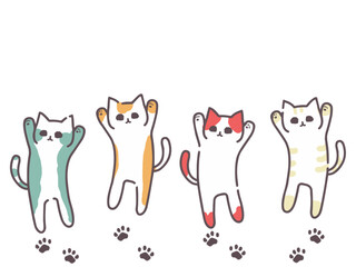 カラフルでかわいい猫のイラストセット