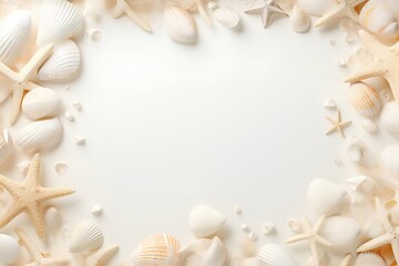 Naklejka na ściany i meble 貝殻と砂のフレーム（3Dピクト） 