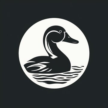 recommend clip art: Black and white duck logo, AI generated Image