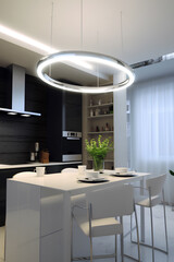 Modern style kitchen interior in luxury house.