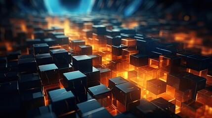 Obraz premium modern dark 3d random abstract object with cinematic color for background