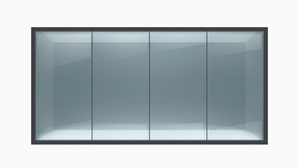 a realistic big black window front view