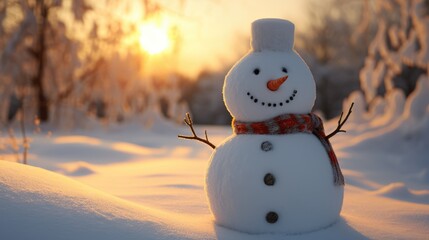 Fototapeta premium Snowman, AI generated Image