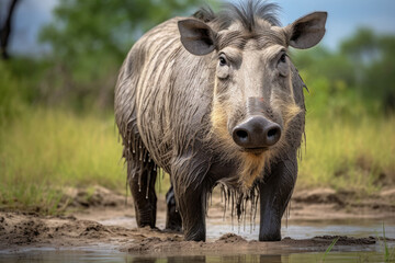 Warthog pig in the wild