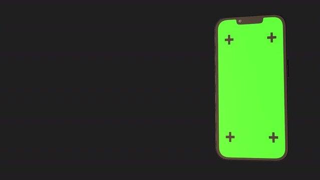 Mobile Phone With Greenscreen Tracking Point In Transparent Background Right To Left