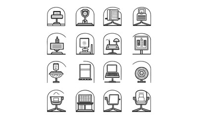 Workplace web icons Vector
