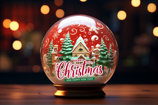 Glass snow globe christmas background