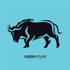 bull logo icon silhouette bison, ox symbol style bull vector illustration buffalo logo vector silhouette isolated black bull
