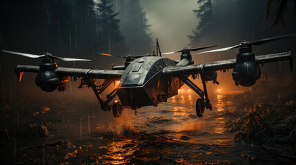 war drone in an modern conflict created with Generative AI technology