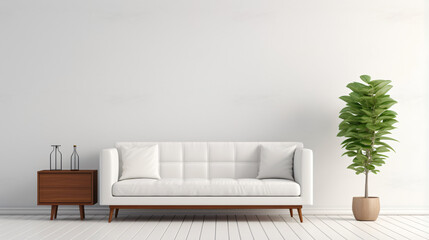 White wall living room have sofa and decoration