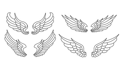vector angel wings line art style	