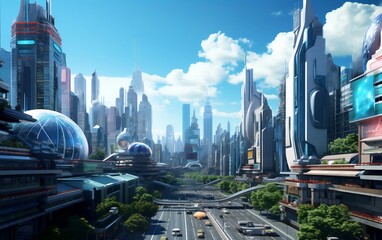 New York City in 2050: Futuristic and Renowned - obrazy, fototapety, plakaty