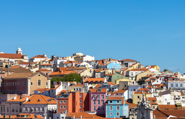 View of colorful houses in Lisbon