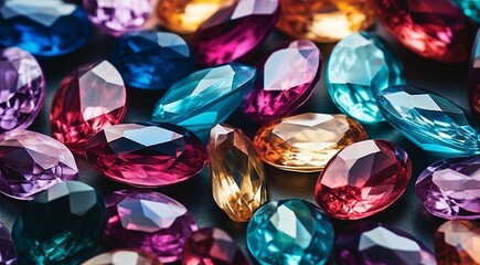 shiny crystal on abstract backgrounnd, luxury jewelry stonne on luxury background, luxury diamond, shining diamond - obrazy, fototapety, plakaty