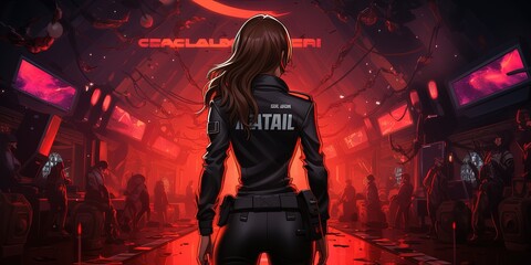 A laser tag poster with copy space - Fictional Person