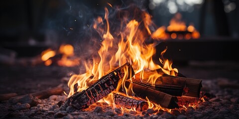 Close up of a campfire - obrazy, fototapety, plakaty