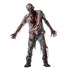 Zombie Character Isolated on Transparent Background