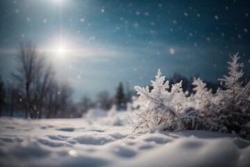 Fototapeta na wymiar Winter landscape with snow covered trees. Generative AI.