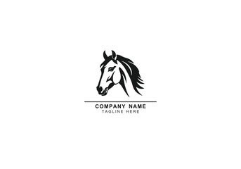Horse face logo vector icon emblem template mascot symbol for business or shirt design. Vector Vintage Design Element.