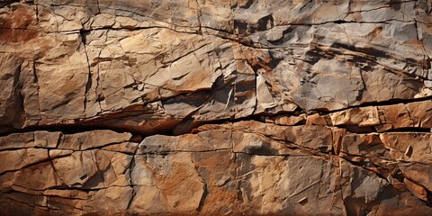 Brown rock texture with cracks. Rough mountain surface. Close - up. Stone background for design