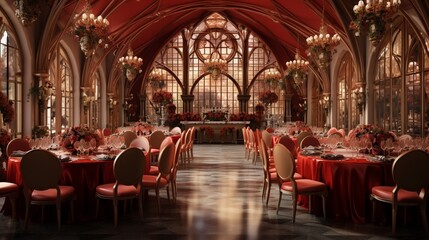 Fototapeta na wymiar A banquet hall or other function facility set for fine dining : Generative AI