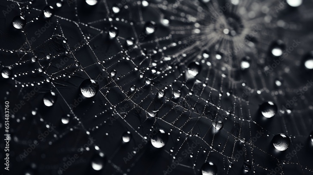 Leinwandbilder the spider web with dew drops. abstract background : generative ai