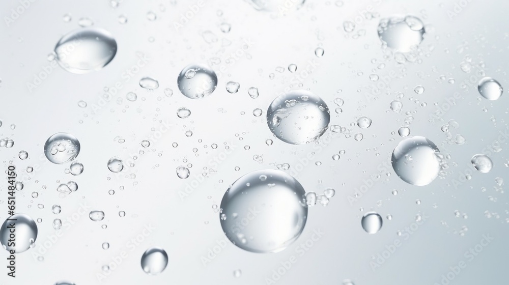 Aufkleber water drops on white background texture. backdrop glass covered with drops of water. bubbles in wate