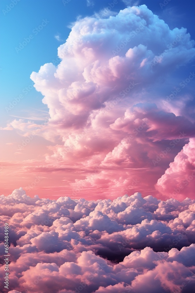 Poster Blurred Abtract​ background texture of pastel sky and cloud in evening, use for advertising and put object on it for advertising work : Generative AI
