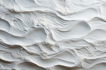 Abstract white color acrylic wave wall painting. Canvas vintage grunge texture horizontal background. : Generative AI