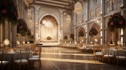elegant wedding hall, wedding concept : Generative AI