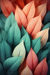green ,red and pink colorful leaf abtract nature background : Generative AI