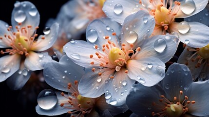 Close up of dewy flowers : Generative AI - obrazy, fototapety, plakaty