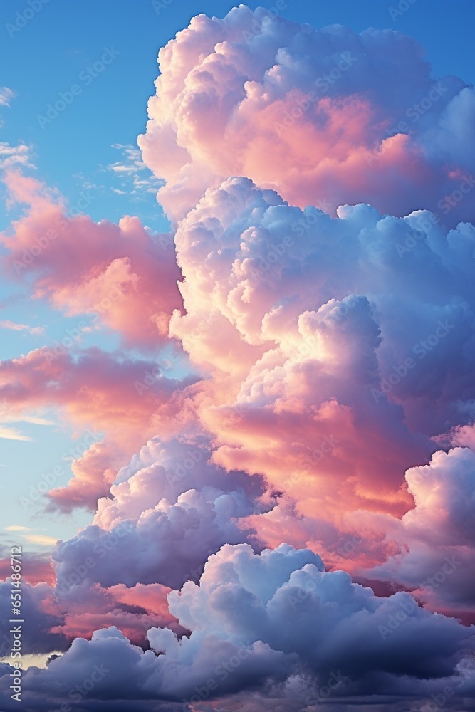 Poster Abtract​ background texture of pastel sky and cloud in evening, use for advertising and put object on it for advertising work : Generative AI