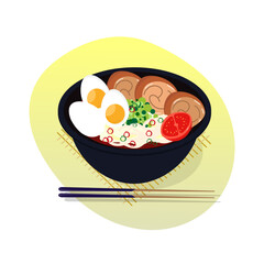 Chinese hotpot bowl vector illustration