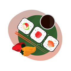 Illustration of Chinese sushi vector elements