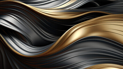grey and gold waves intertwining in a dance of luxury.  AI generative