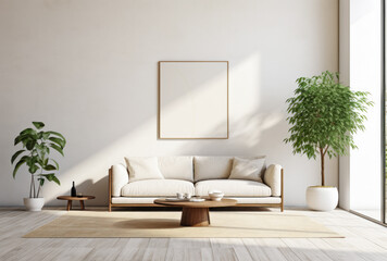 Minimalist living room interior with little decoration