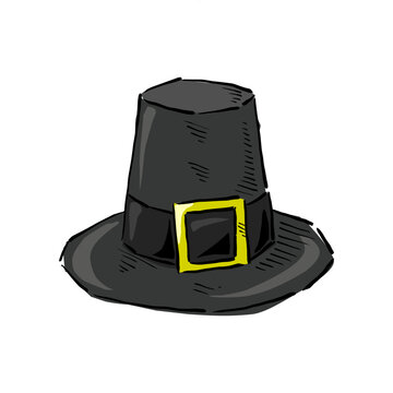 pilgrim hat drawing vector