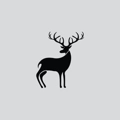 Deer vector silhouettes, black and white vector icon