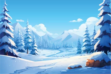 Poster Im Rahmen winter landscape with snow and trees © Arash