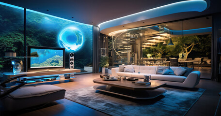 Obraz na płótnie Canvas An interior space featuring smart home technology