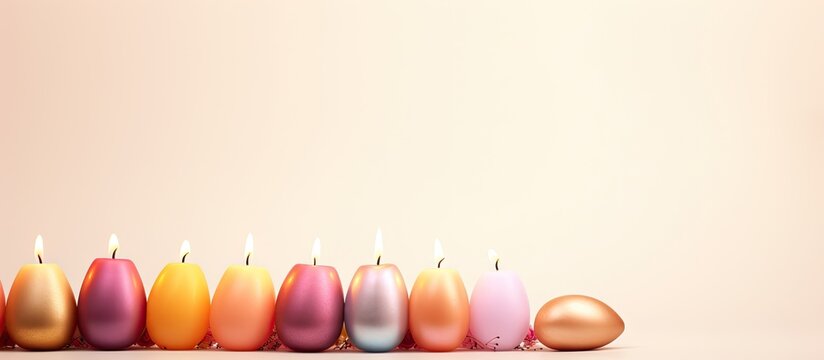 Copy Space Image Of With Side View Of Easter Eggs Candle Design And Concept For Easter Holiday Decor For Home And Festive Occasions Copy Space For Text